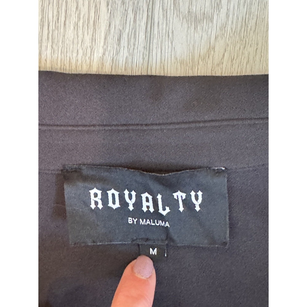 Royalty by Maluma Jacket Mens Medium Shacket Black Relaxed Fit Shirt Pockets - Picture 7 of 9